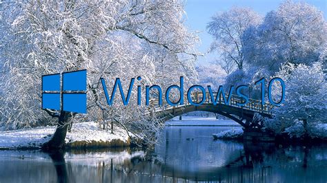 Windows 10 on the snowy lake blue text logo wallpaper - Computer wallpapers - #47175