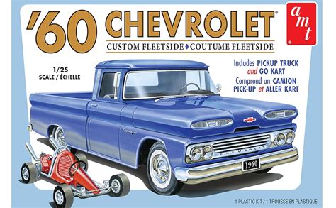 AMT 1960 Chevy Custom Fleetside Pickup w-Go Kart 1:25 Scale Model Kit ...