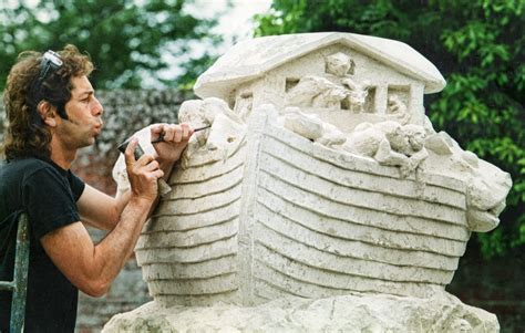 Stone fountain 'Noah's Ark' sculpture by sculptor Jonathan Sells.