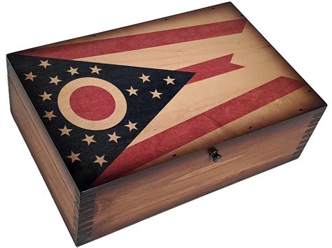 Ohio State Flag Wooden Memory Box - Relic Wood