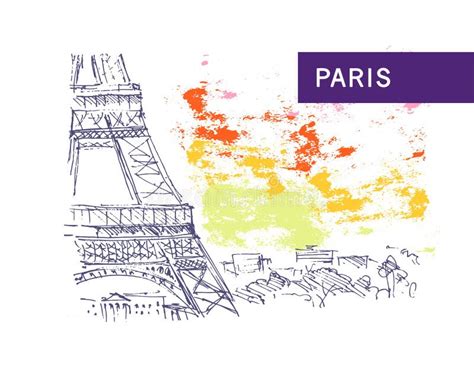 Hand Drawn Paris City View Sketch. Stock Vector - Illustration of eiffel, europe: 69301059