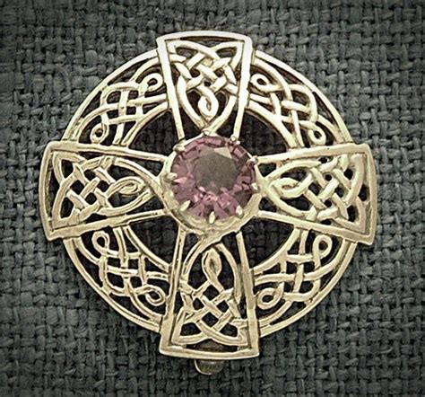 SILVER CELTIC BROOCH WITH AMETHYST | Isle of Mull Silver and Goldsmith