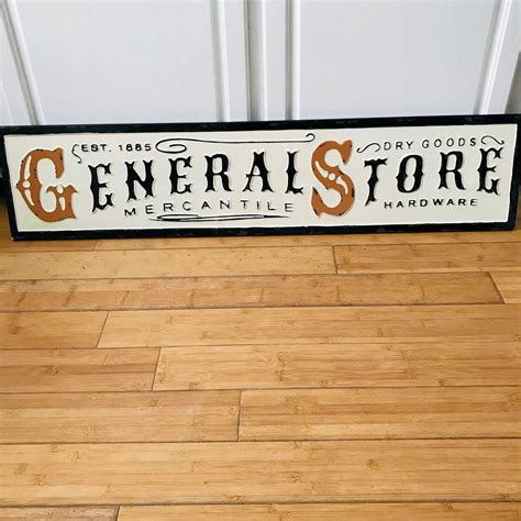 Vintage enameled General Store Sign with vintage lettering white black ...