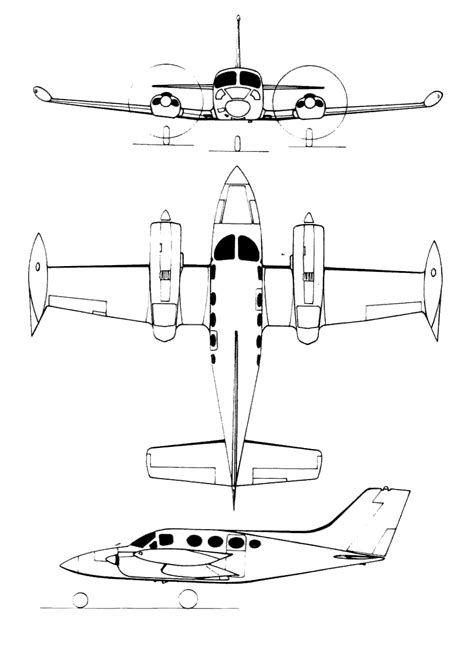 Cessna 421 Blueprint - Download free blueprint for 3D modeling