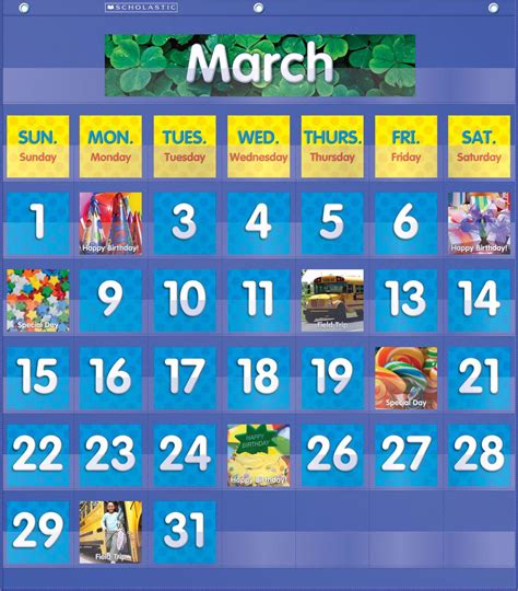 Monthly Calendar Pocket Chart | Classroom Essentials Scholastic Canada