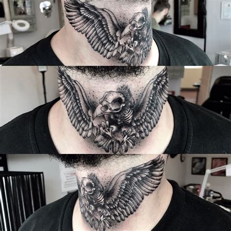 #tattoo #blackandgrey #blackandgreytattoo #necktattoo #neck #raven # ...