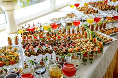 Snack Table Ready for Event. Food and Drink Catering Stock Photo ...