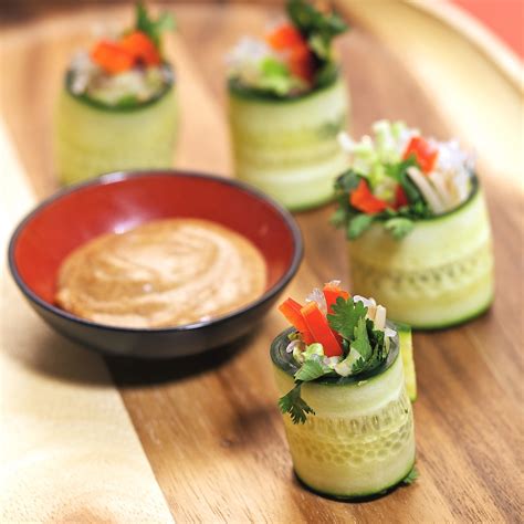 Asian Cucumber Rolls with Ginger "Peanut" Sauce Recipe