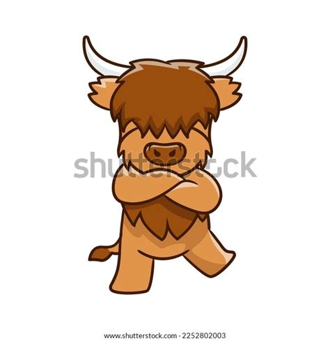 Cute Highland Cow Cartoon Clipart Funny Stock Vector (Royalty Free ...