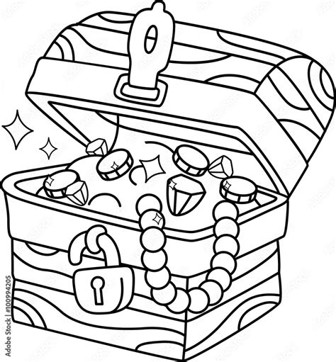 Coloring Page Treasure Chest Stock Vector | Adobe Stock