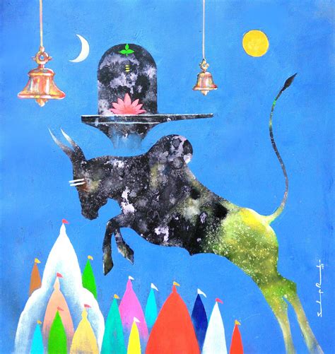 Buy Painting Lord Shiva Nandi 1 Artwork No 13442 by Indian Artist Asr ...