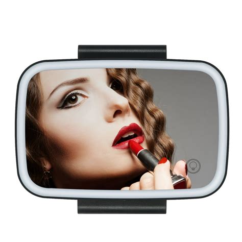 Car Sun Visor Mirror with LED Lights Makeup Sun-shading Cosmetic Mirror Adjustable Vanity Mirror ...