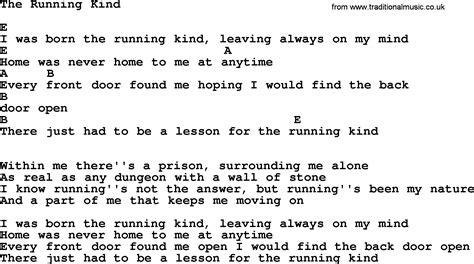 Johnny Cash song: The Running Kind, lyrics and chords