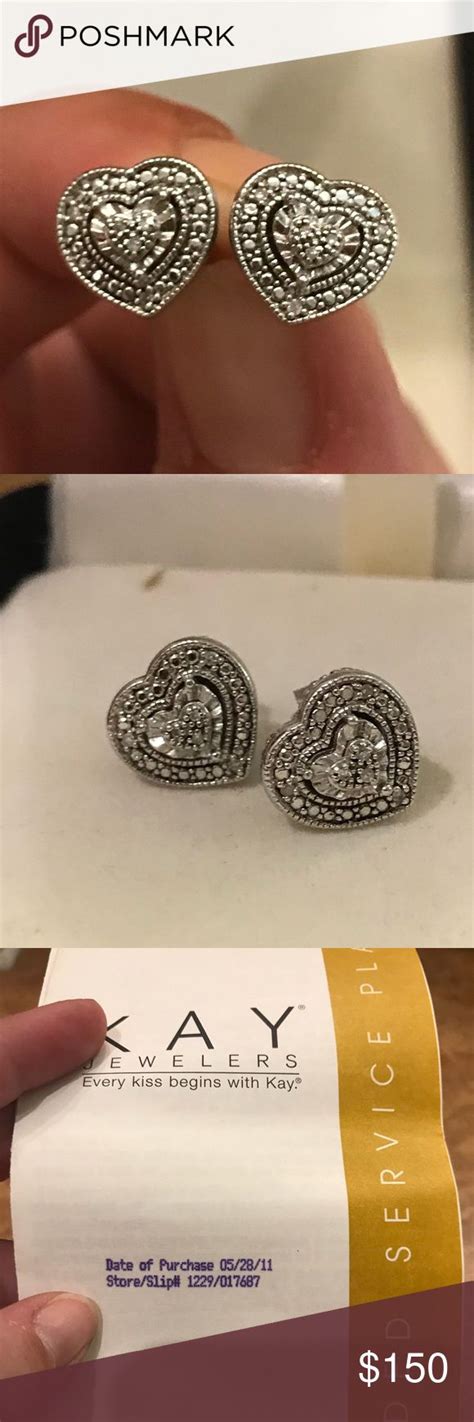 Kay Jewelers diamond sterling heart earrings | Heart earrings, Diamond jewel, Kay jewelers