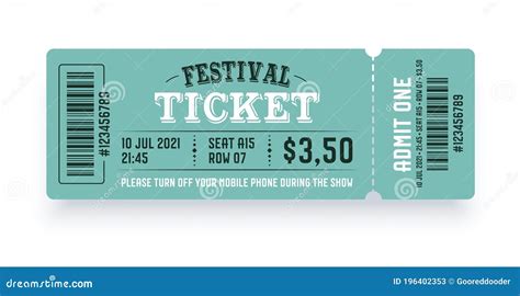 Festival Ticket Template Design. Retro Style of Ticket for Entrance ...