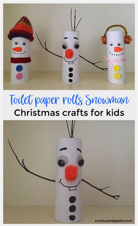 Snowman Toilet paper roll crafts: Christmas crafts for kids - Curious and Geeks