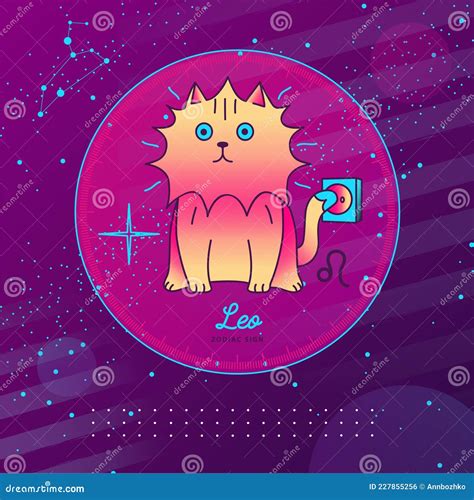 Modern Magic Witchcraft Card with Astrology Leo Zodiac Sign. Cartoon Zodiac Sign Stock Vector ...