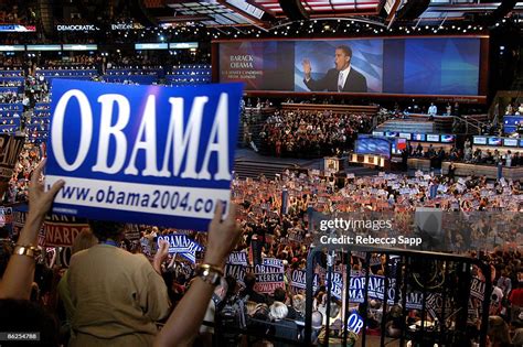 Senator Barack Obama gives a speech during the Democratic National ...