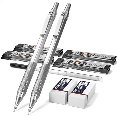 Nicpro 2 PCS Mechanical Pencils 0.5mm & 0.7 mm with Case, Metal Artist ...