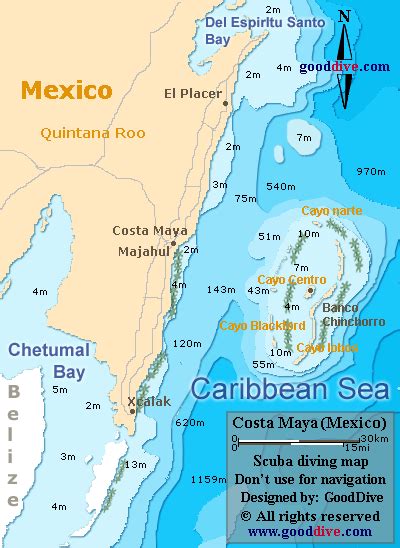 Costa Maya map - GoodDive.com