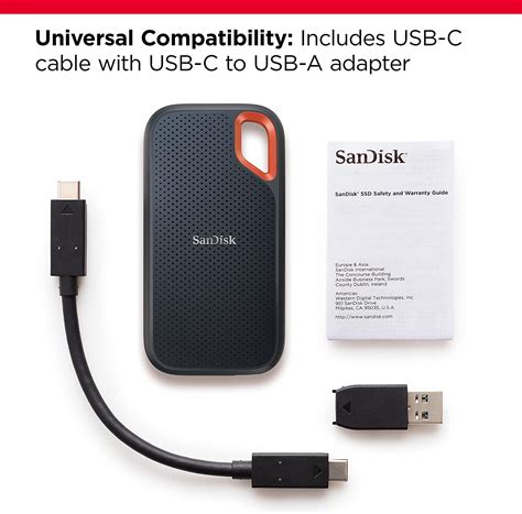 SanDisk 500GB Extreme Portable SSD Up to 1050MB/s USB C, USB 3.2 Gen 2 External Solid State ...