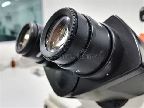 Diopter Adjustment and Eyepieces Ocular Lens of a Microscope Stock ...