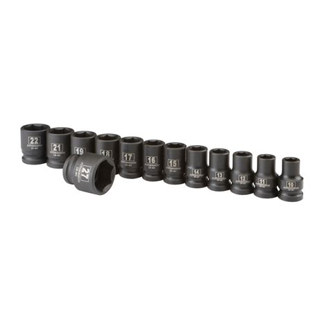 13 Pc 1/2 in. Drive Metric Impact Socket Set