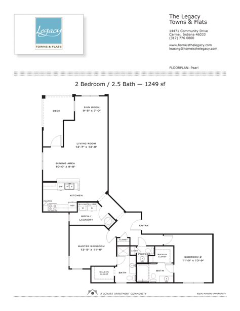 Pearl 2 Bedroom Floor Plan | The Legacy Towns and Flats