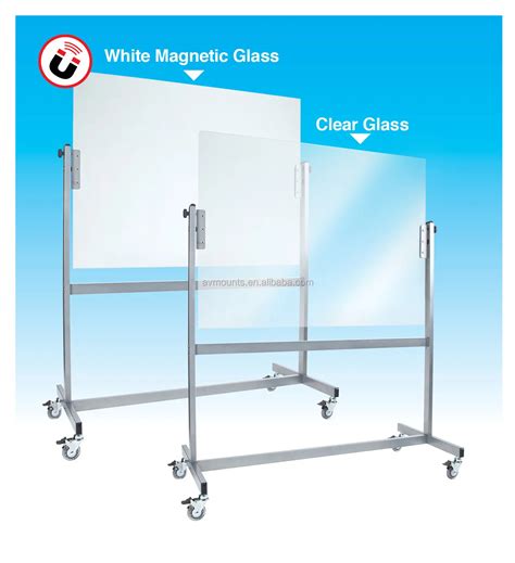 Mobile Dry Erase Magnetic Glass Board With Tempered 4mm Frameless Glass ...