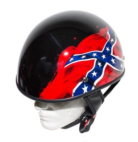 DOT Gloss Black Rebel Flag Motorcycle Helmet