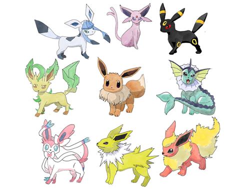 All Eevee Evolutions by Dinowhizz on DeviantArt