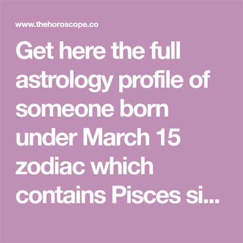 March 15 Zodiac - Full Horoscope Personality | October 8 zodiac, Zodiac ...