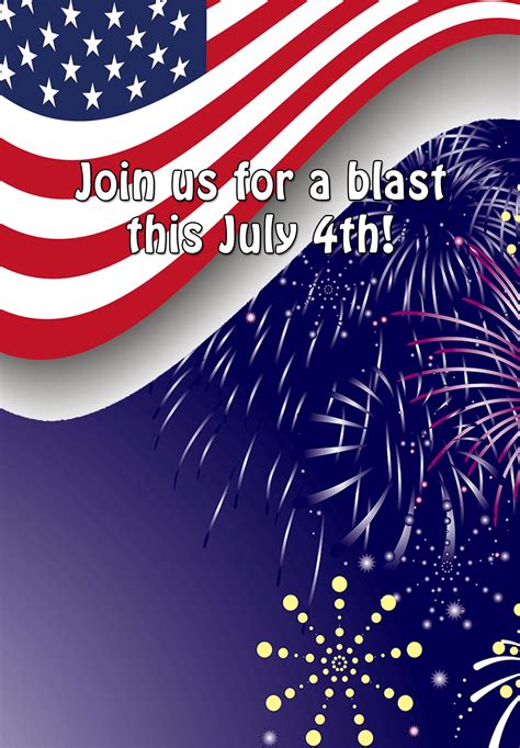 Join Us for a Blast - Free Printable 4th of July Invitation Template ...