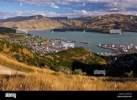 Town of Lyttelton, Diamond Harbour, Lyttelton Harbour, Banks Peninsula, Canterbury, East Coast ...