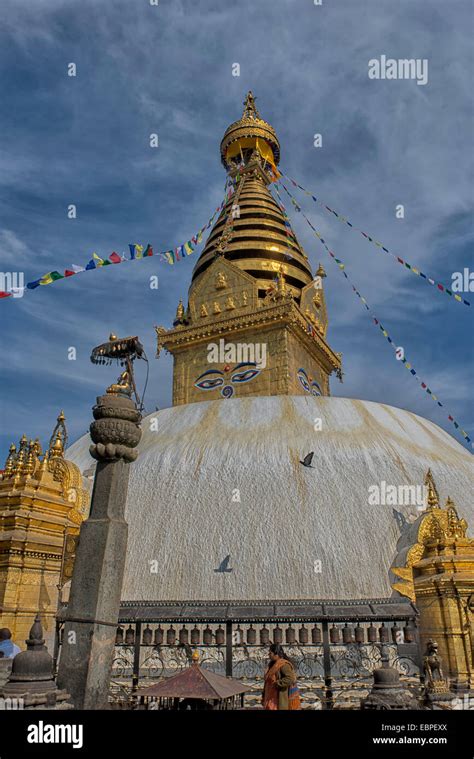 Swayambhu Stupa at Monkey Temple in Kathmandu Valley, Nepal Stock Photo ...