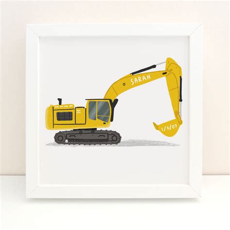 personalised digger print by alex foster illustration ...