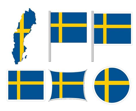 Premium Vector | Sweden flags on many objects illustration