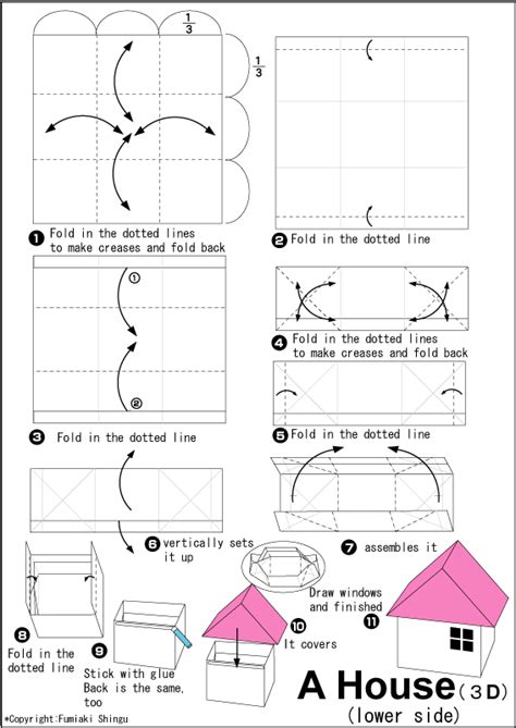 House (3D) - Easy Origami instructions For Kids