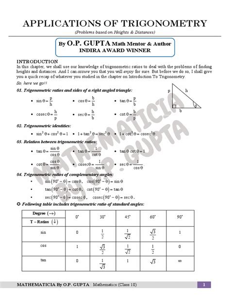 Applications of Trigonometry | PDF | Trigonometry | Trigonometric Functions