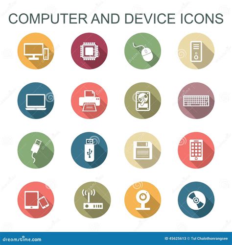 Computer And Device Long Shadow Icons Stock Vector - Image: 45625613