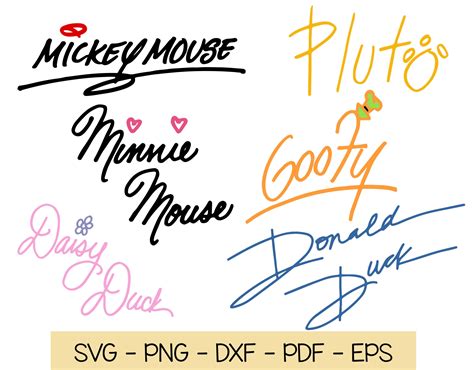 Mickey Mouse and Friends Signatures/Autographs SVG PNG DXF | Etsy