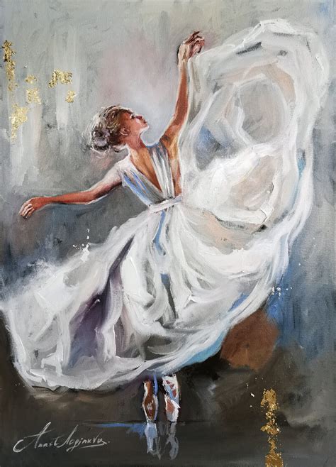 Aerial ballet dancer girl oil painting. Dancing lady artwork. Ballerina ...