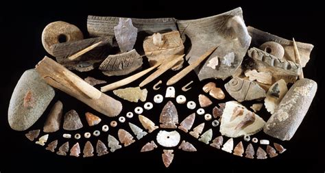 Bone, ceramic, shell & stone artifacts, Mitchell site. | Indian artifacts, Native american tools ...