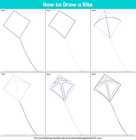 How to Draw a Kite printable step by step drawing sheet : DrawingTutorials101.com