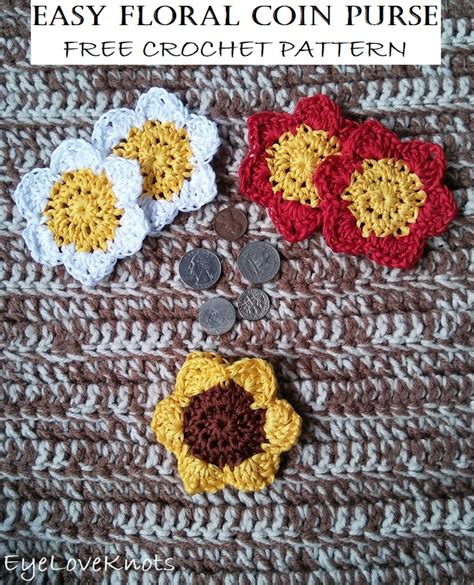 Easy Floral Coin Purse - Free Crochet Pattern - EyeLoveKnots