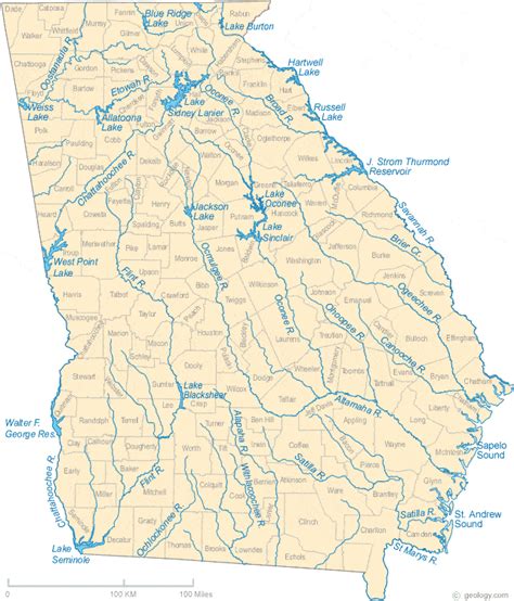 Map Of Georgia Lakes - Map Of The World