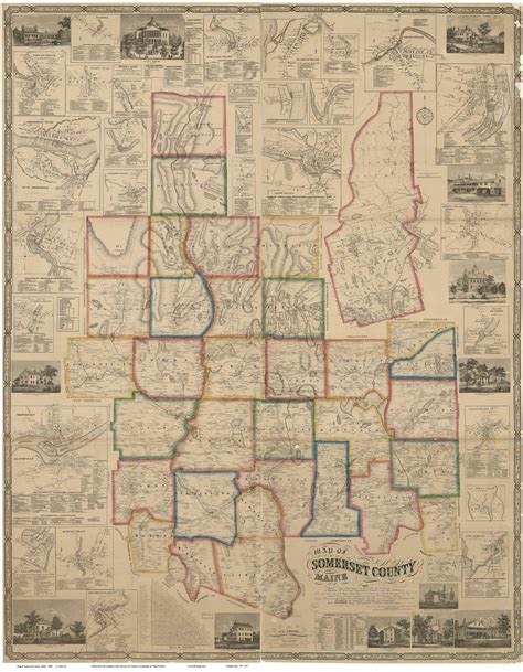 Map of Somerset Co, ME 1860 - Wall Map Print