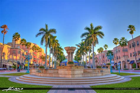 Mizner Park Water Fountain Boca Raton City Downtown