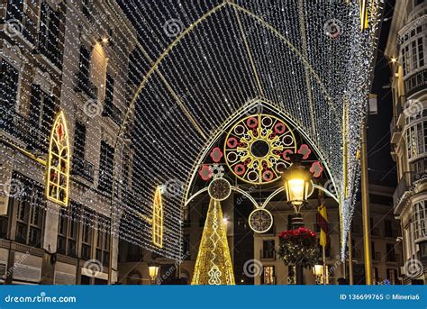 Christmas Street Decorations in Malaga, Spain Stock Image - Image of cityscape, christmas: 136699765