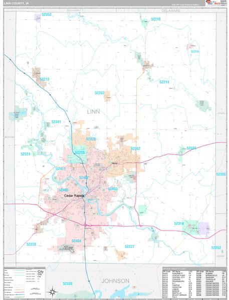 Linn County, IA Wall Map Premium Style by MarketMAPS - MapSales